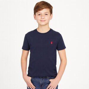 Polo Ralph Lauren Boys Navy Blue Tee Shirt | Short Sleeve Small Slim Fit